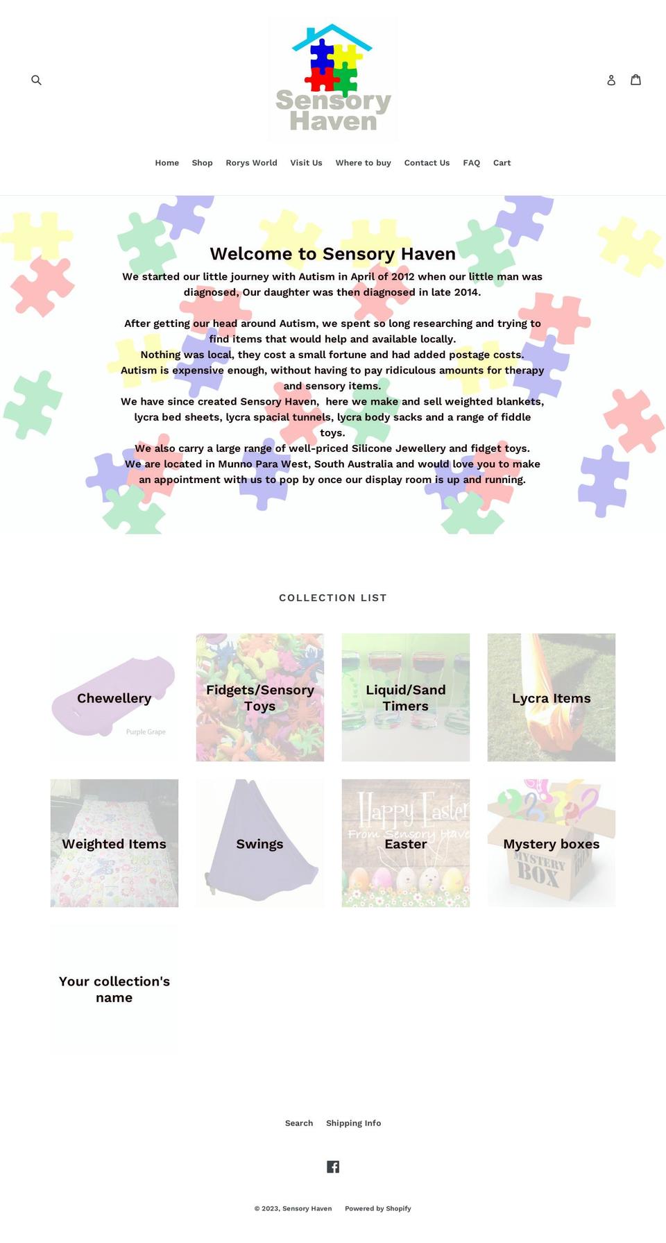 sensoryhaven.com.au shopify website screenshot