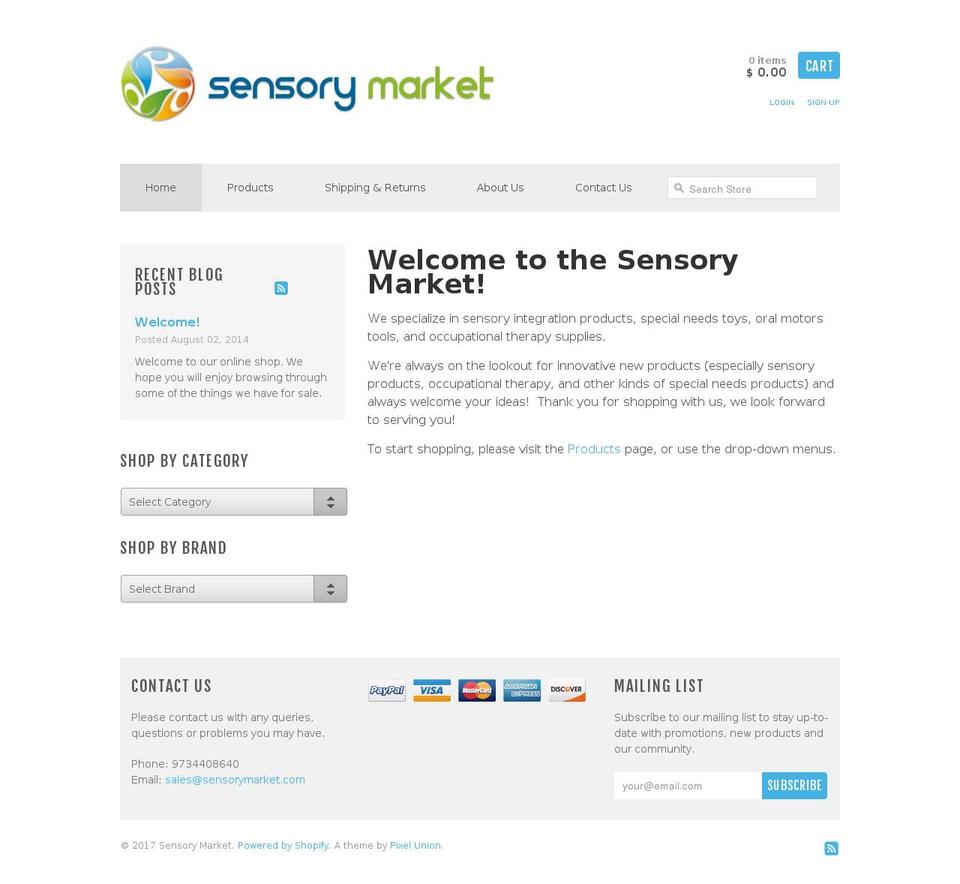 sensorymarket.com shopify website screenshot