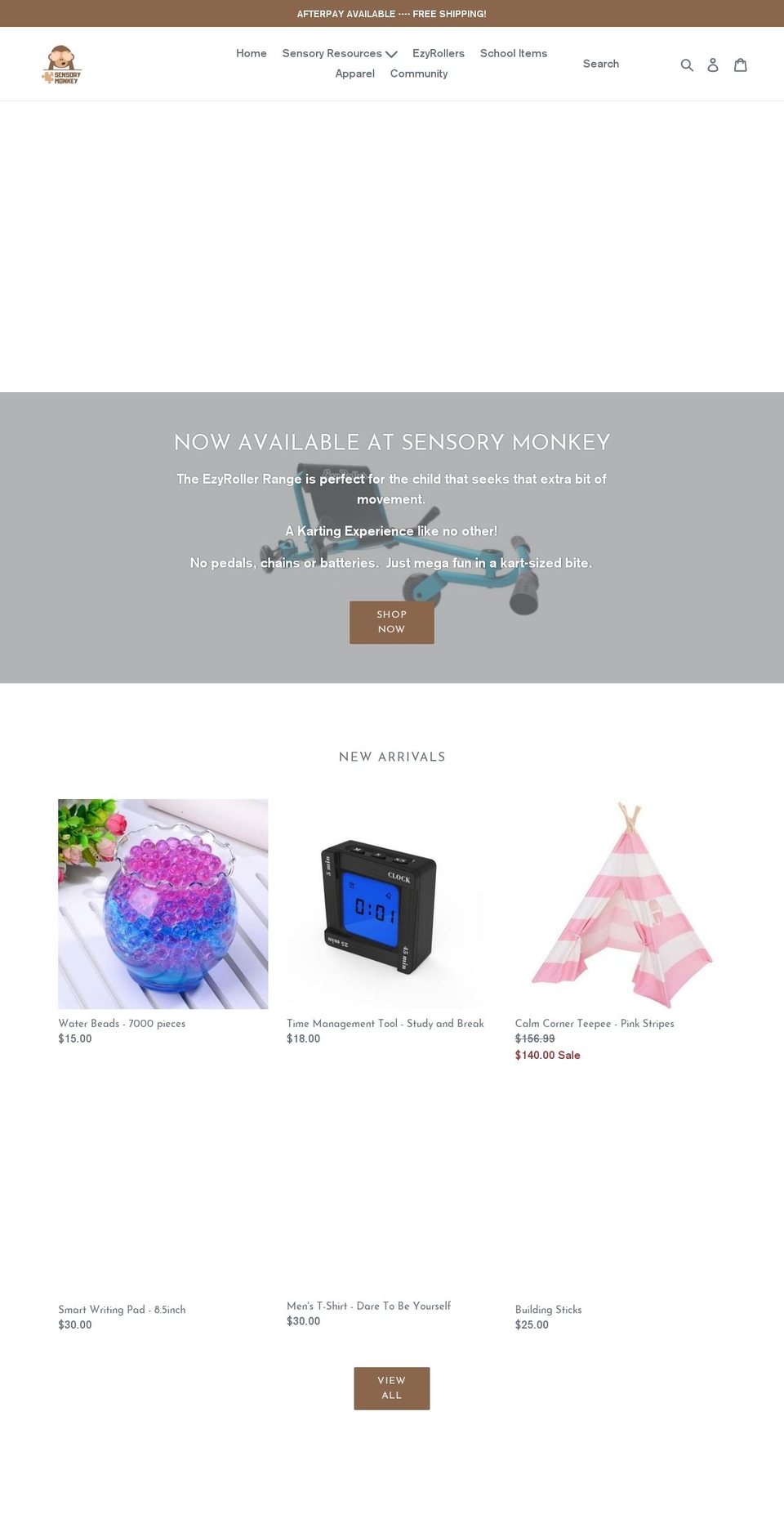 sensorymonkey.com — Shopify storefront screenshot