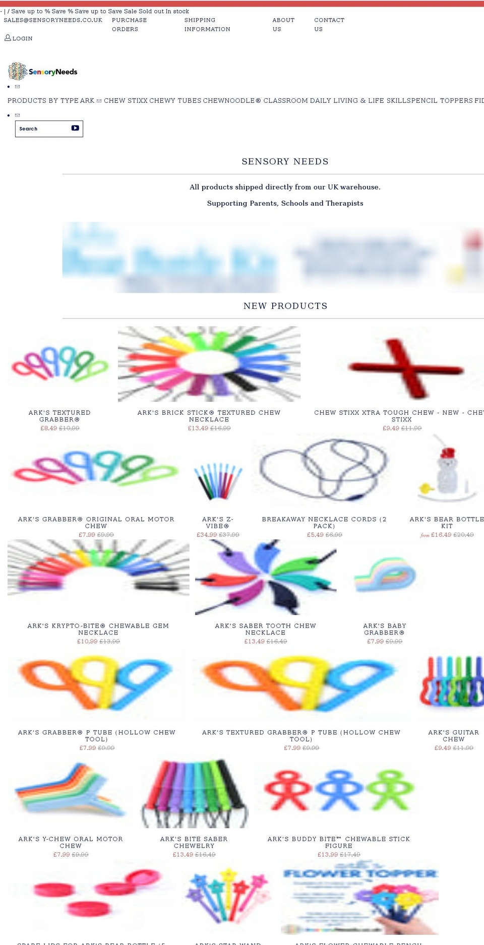 sensoryneeds.co.uk shopify website screenshot