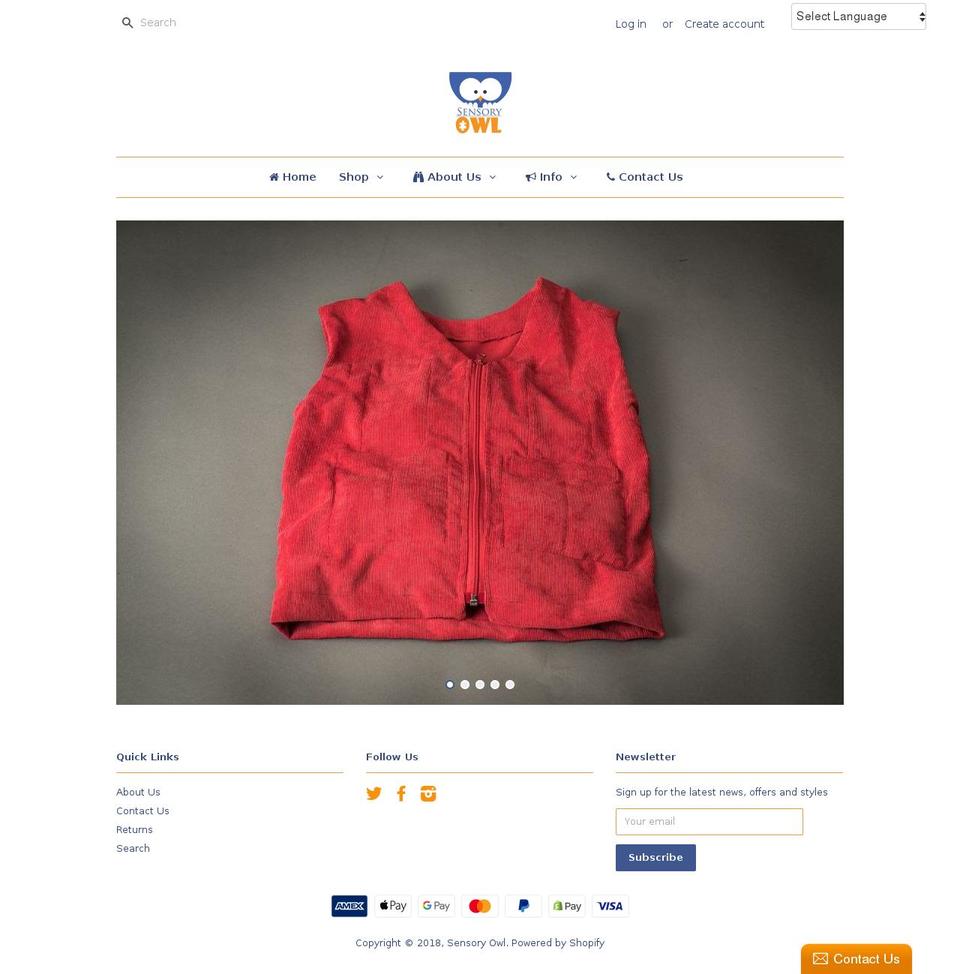 sensoryowl.co.uk shopify website screenshot