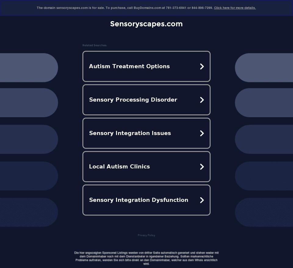 sensoryscapes.com — Shopify storefront screenshot