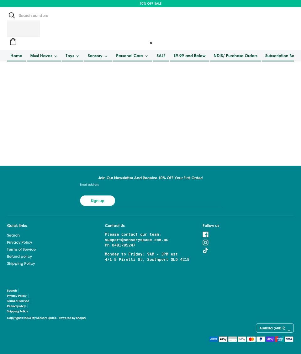 sensoryspaceaustralia.com shopify website screenshot
