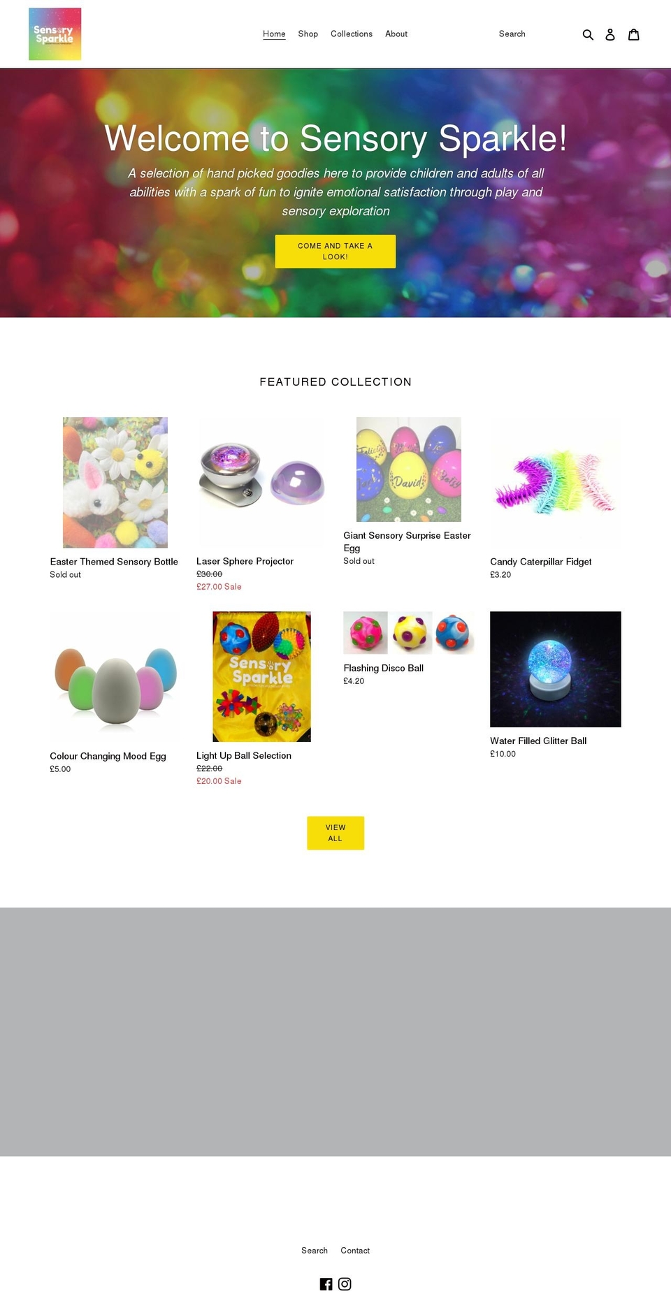 sensorysparkle.co.uk shopify website screenshot