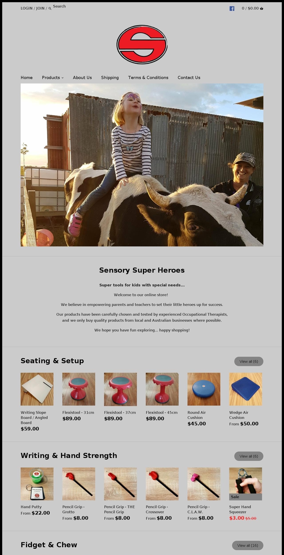 sensorysuperheroes.com — Shopify storefront screenshot