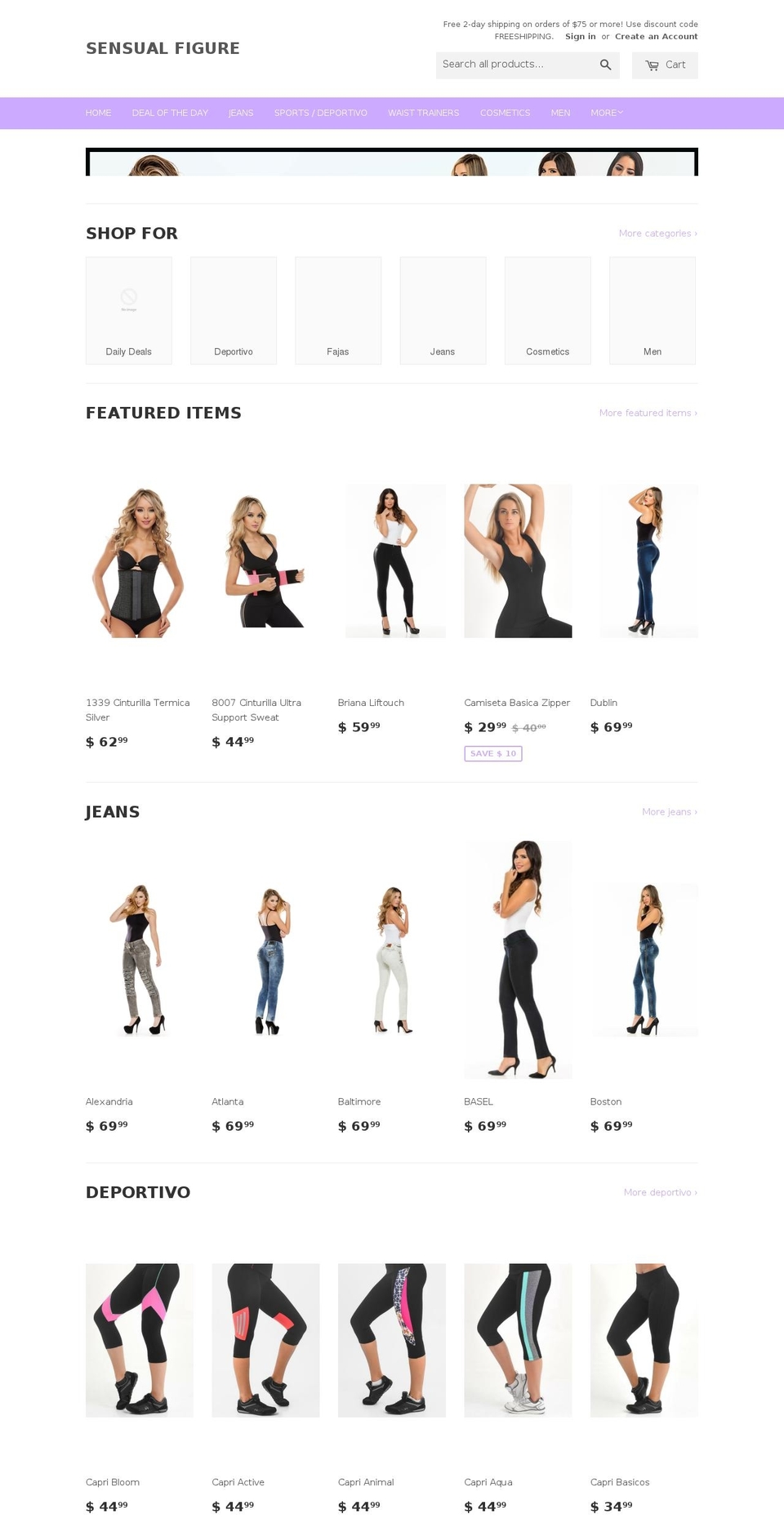 sensualfigure.com shopify website screenshot