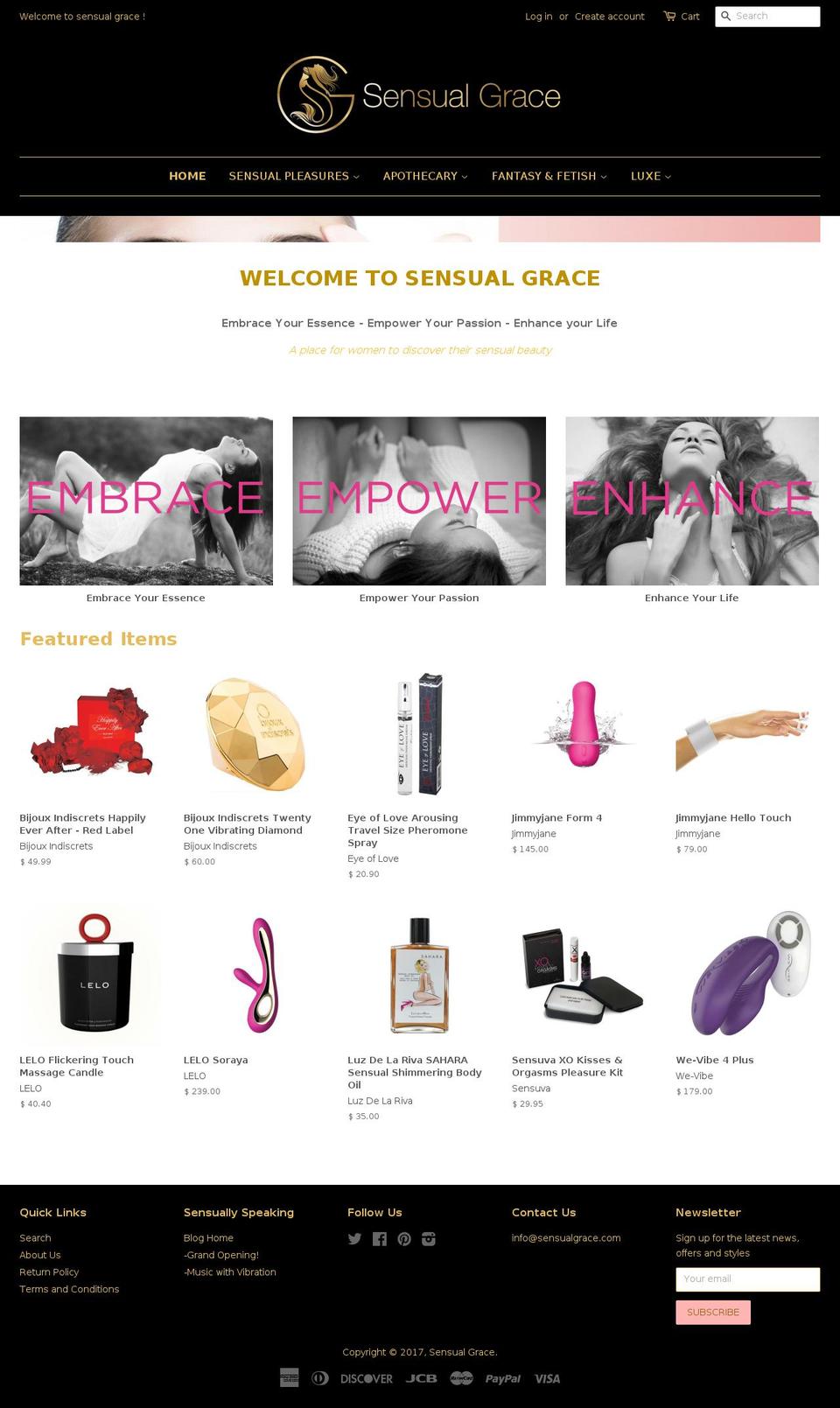 sensualgrace.com shopify website screenshot