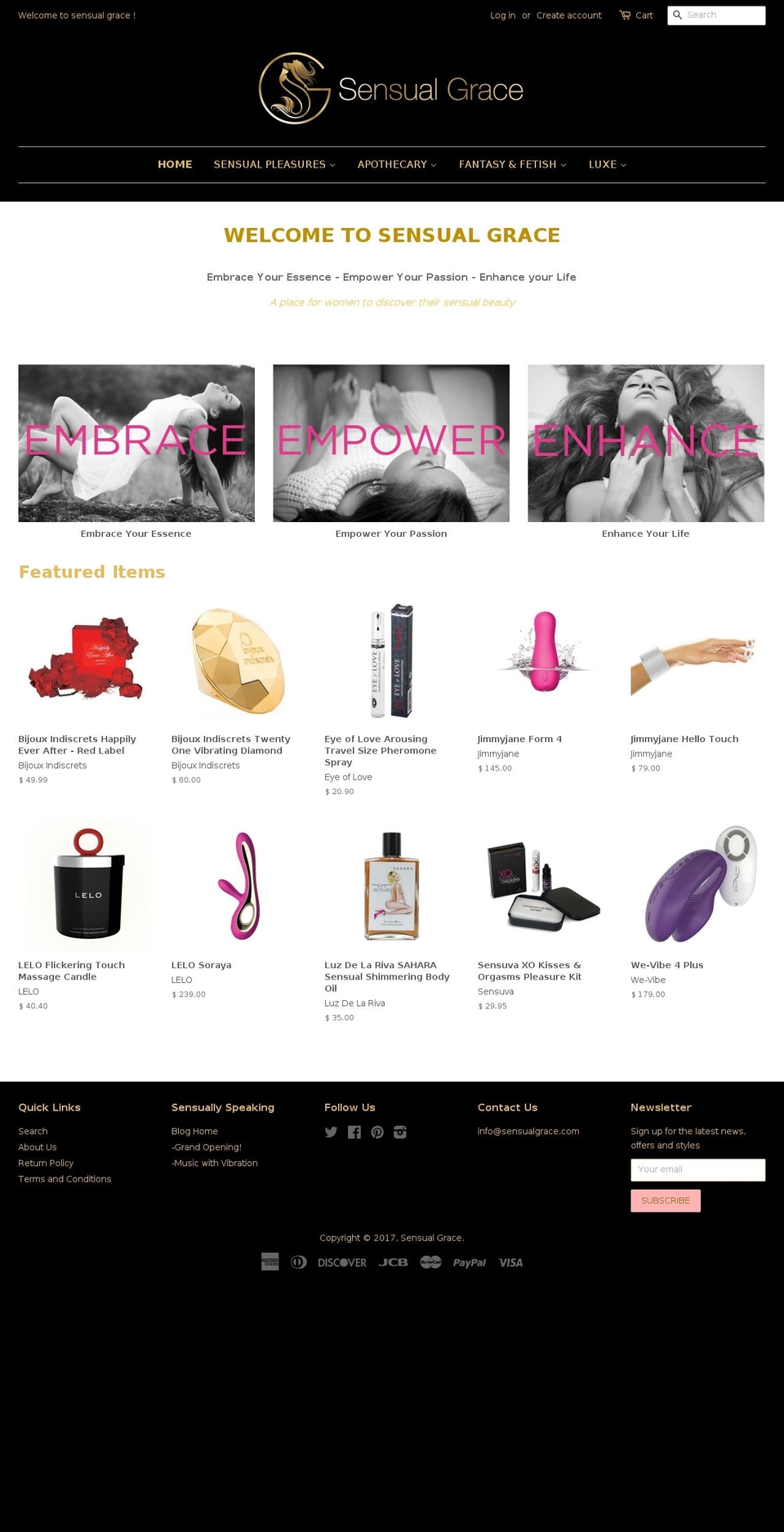 sensualgrace.org shopify website screenshot