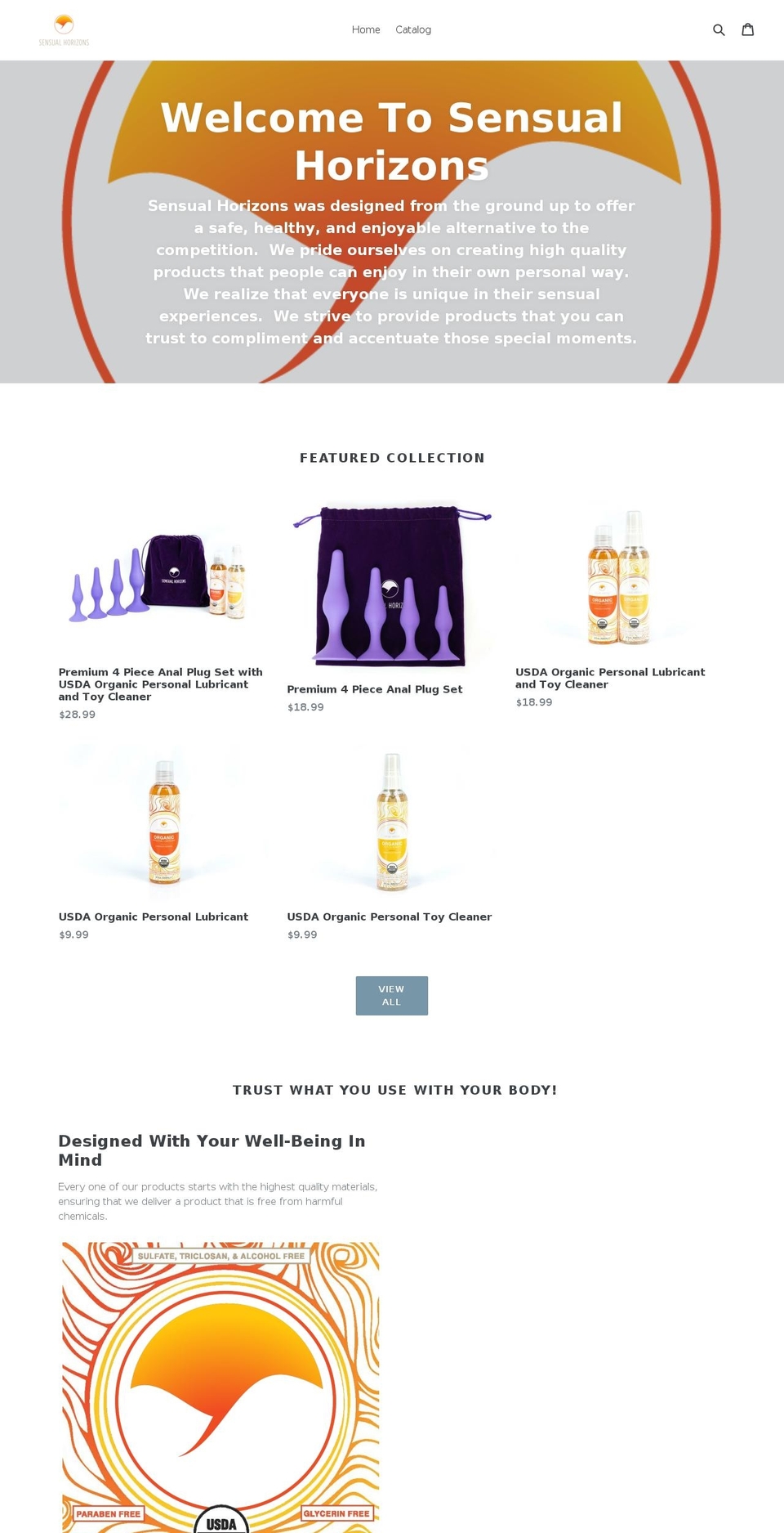 sensualhorizons.com shopify website screenshot