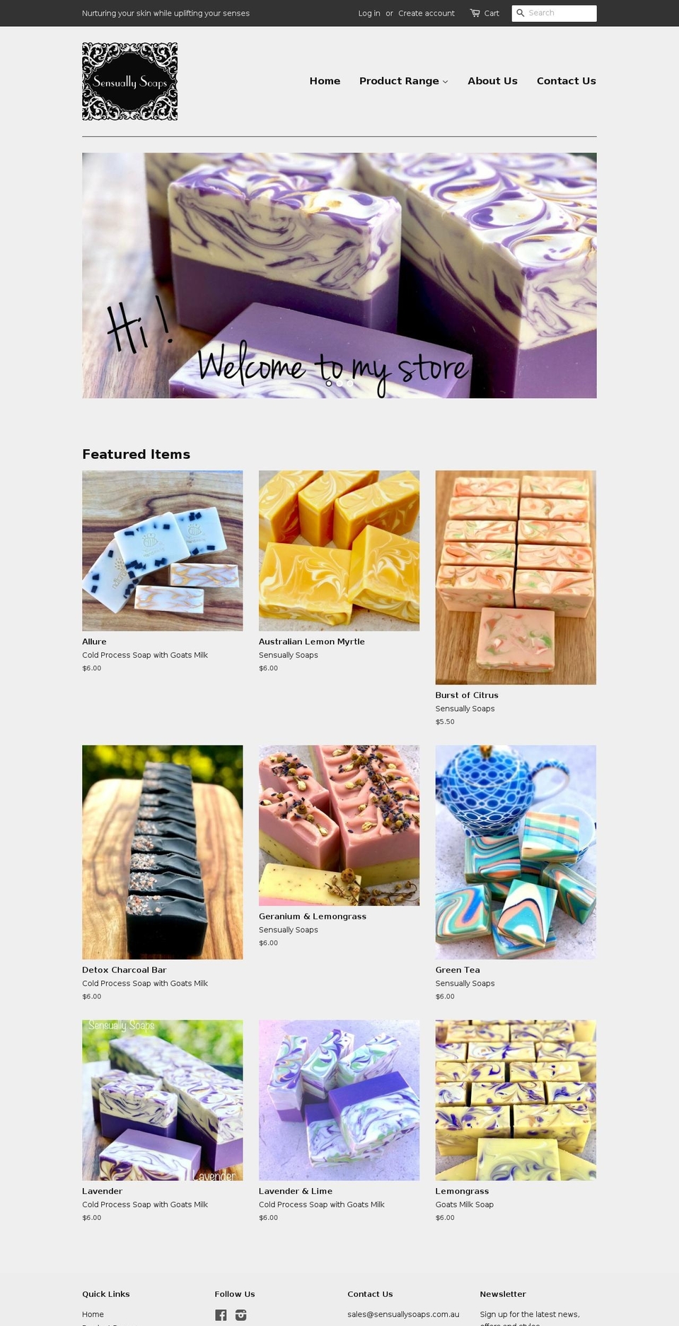 sensuallysoaps.com — Shopify storefront screenshot