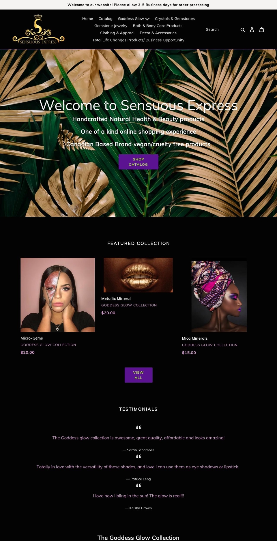 sensuousexpress.com shopify website screenshot