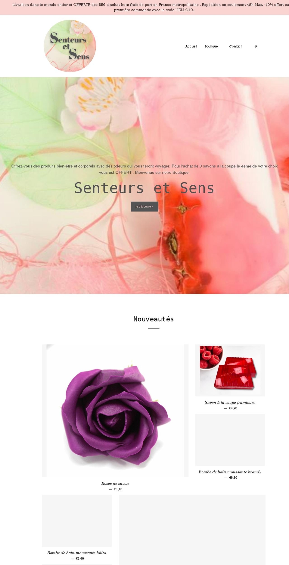 senteursetsens.com shopify website screenshot