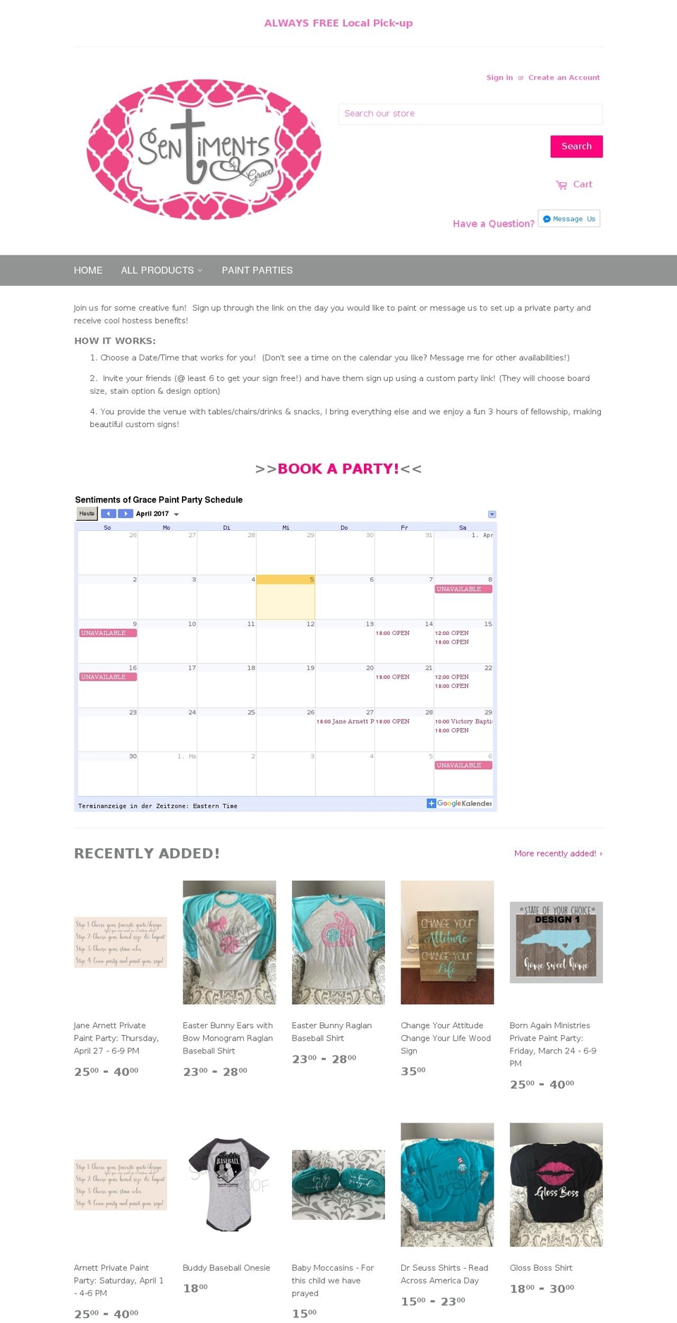 sentimentsofgrace.com shopify website screenshot