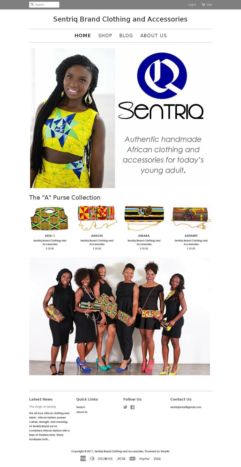 sentriqbrand.com shopify website screenshot