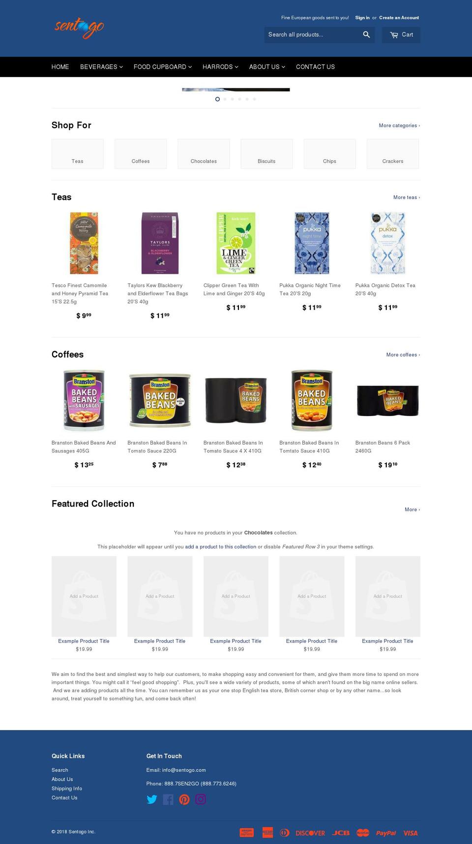 senttogo.com — Shopify storefront screenshot