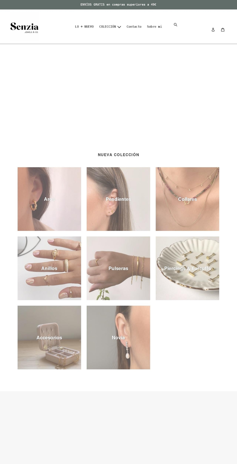 senziajewels.com shopify website screenshot