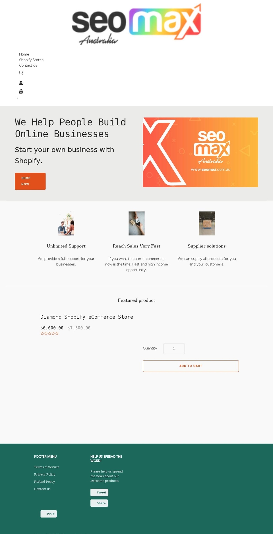 seomax.com.au shopify website screenshot