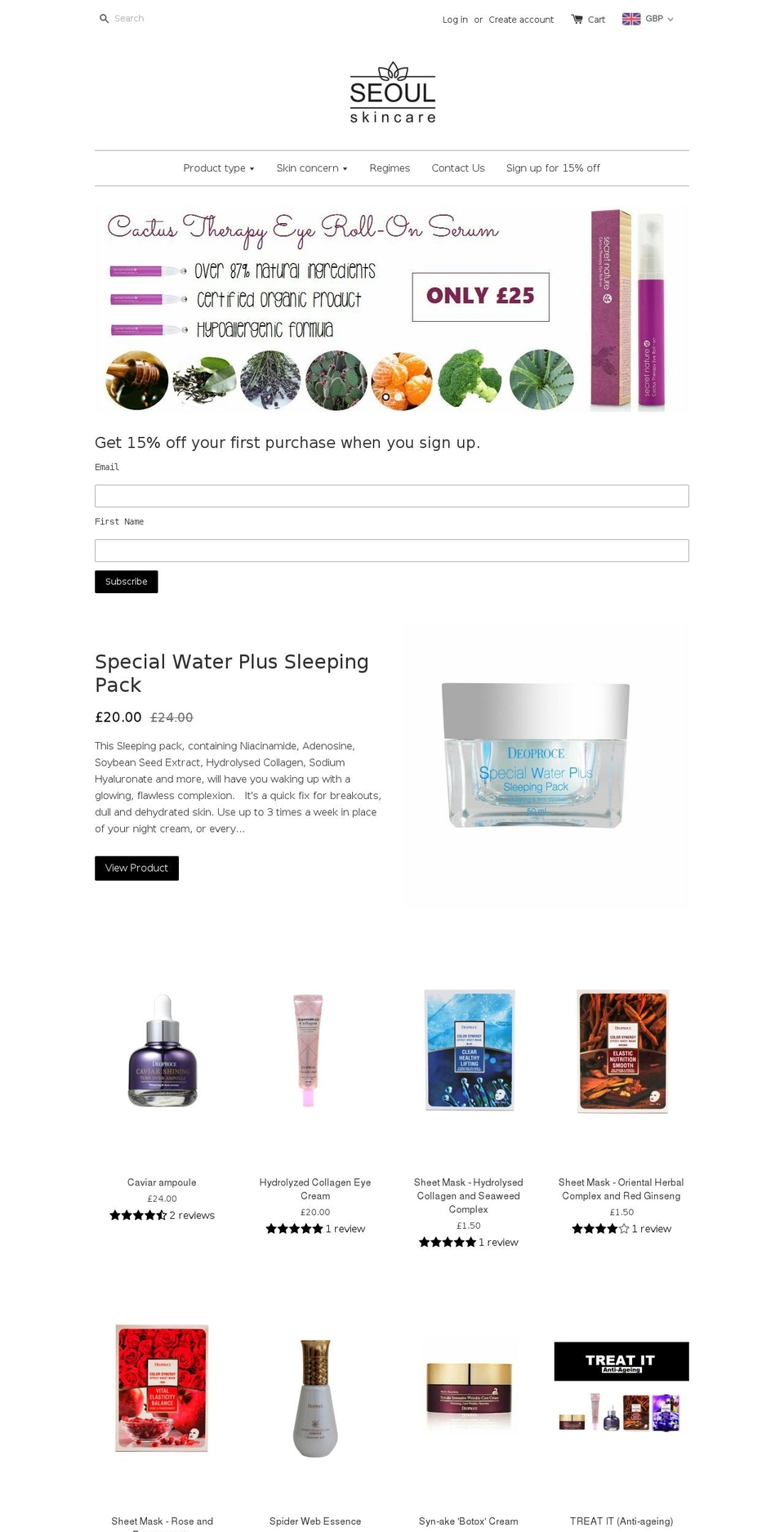 seoulskincare.com shopify website screenshot