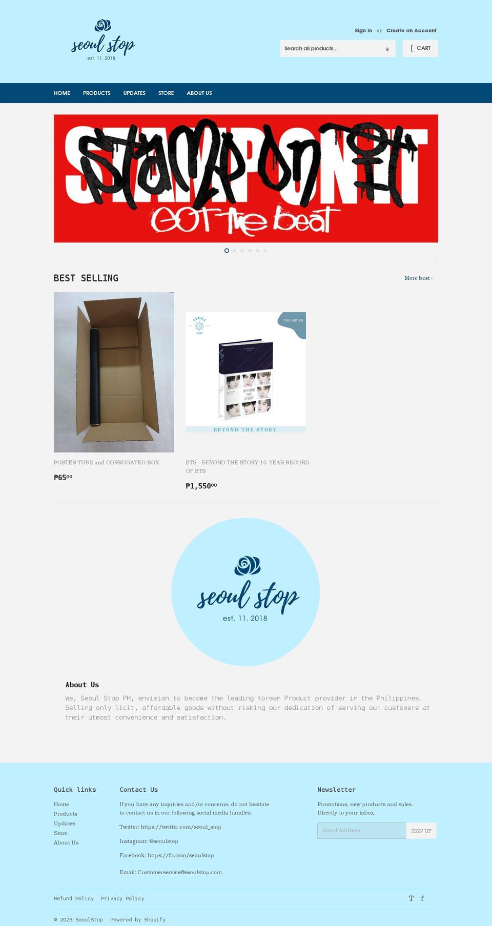 seoulstop.com shopify website screenshot