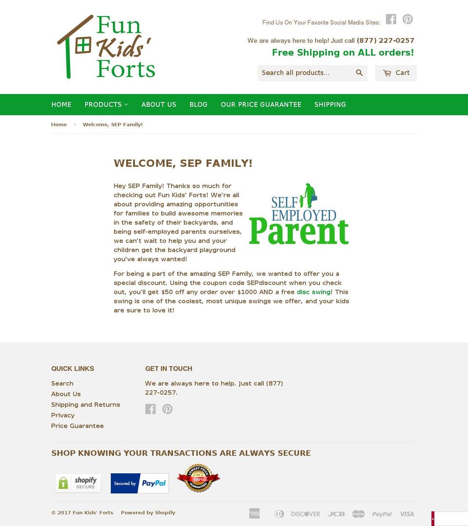 sepforts.com shopify website screenshot
