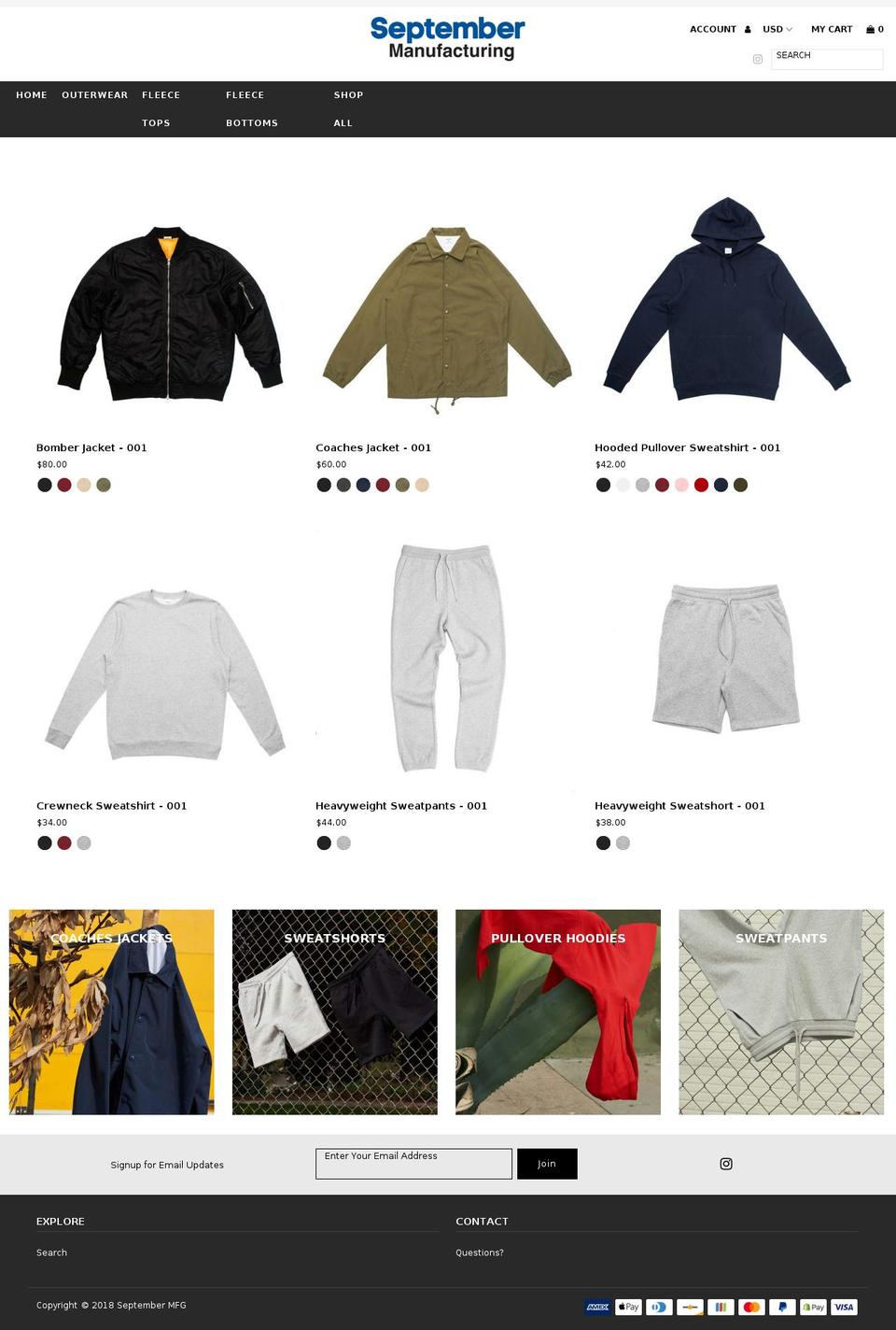 septembermfg.com — Shopify storefront screenshot
