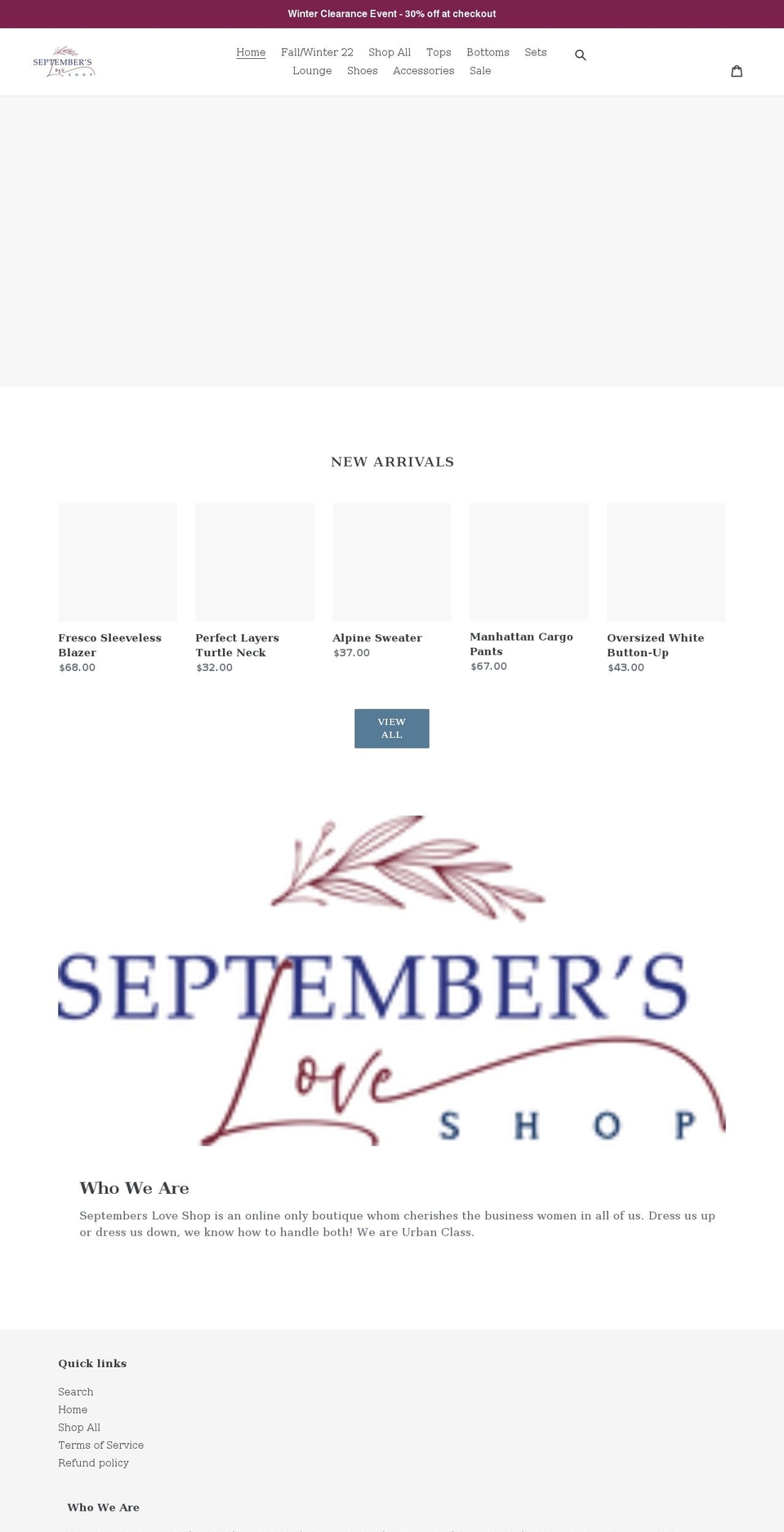 septembersloveshop.com shopify website screenshot