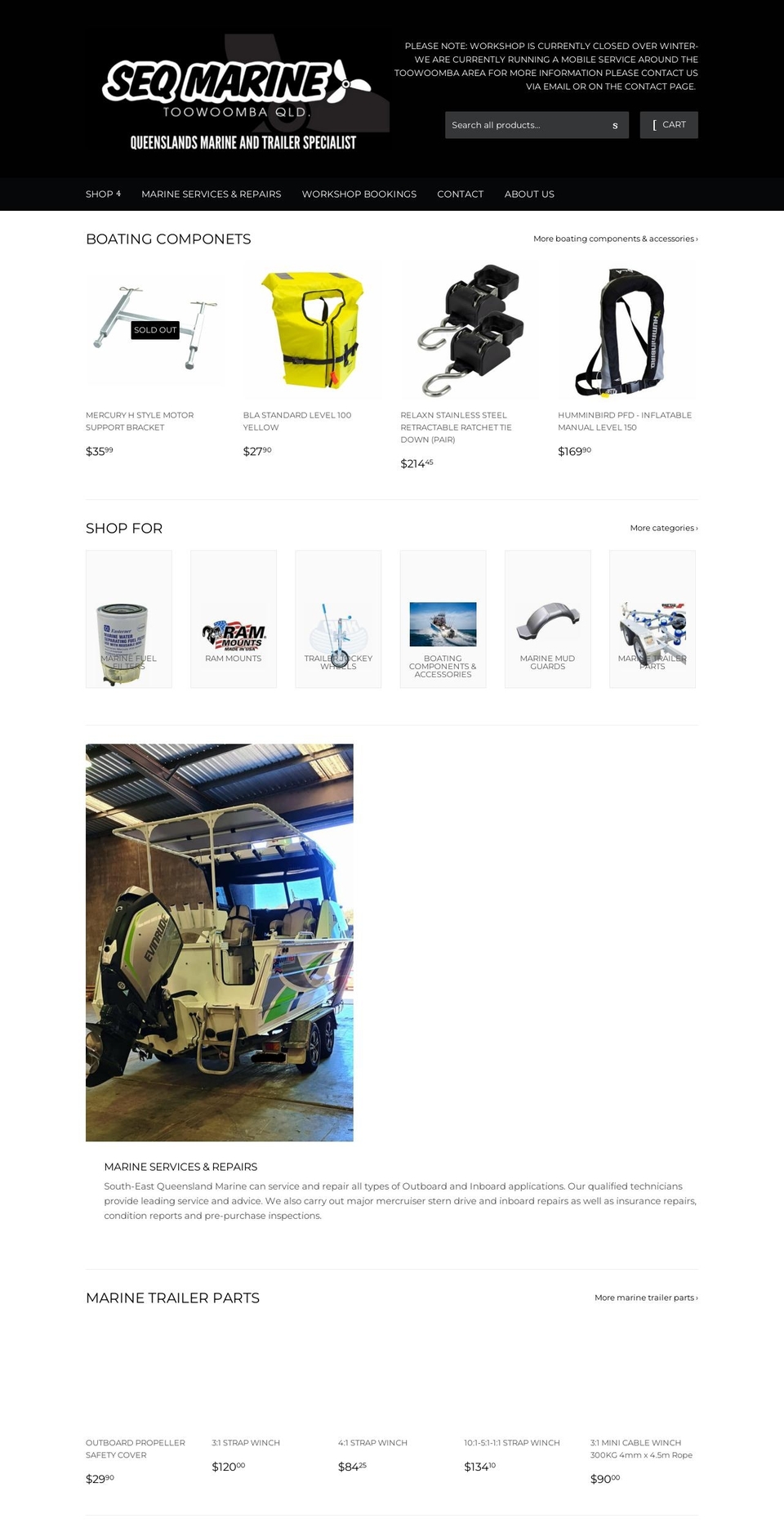 seqtrailerspares.com.au shopify website screenshot