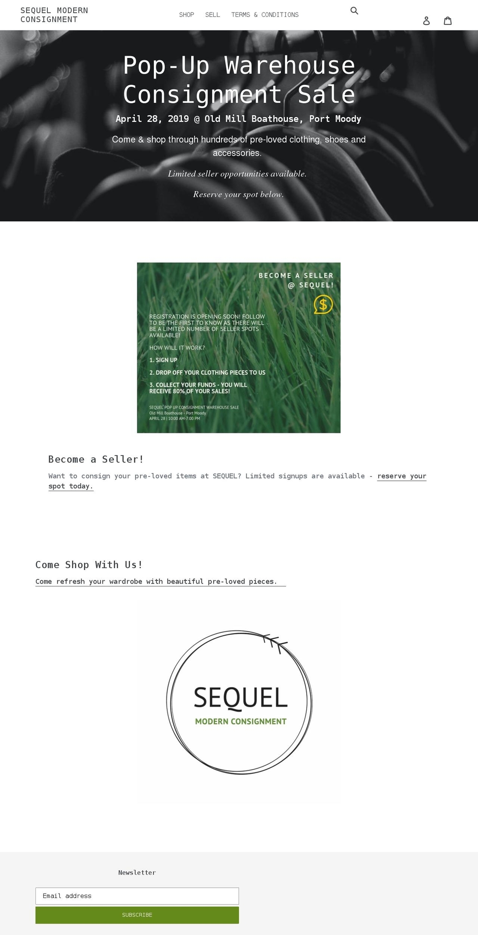 sequelconsignment.com shopify website screenshot