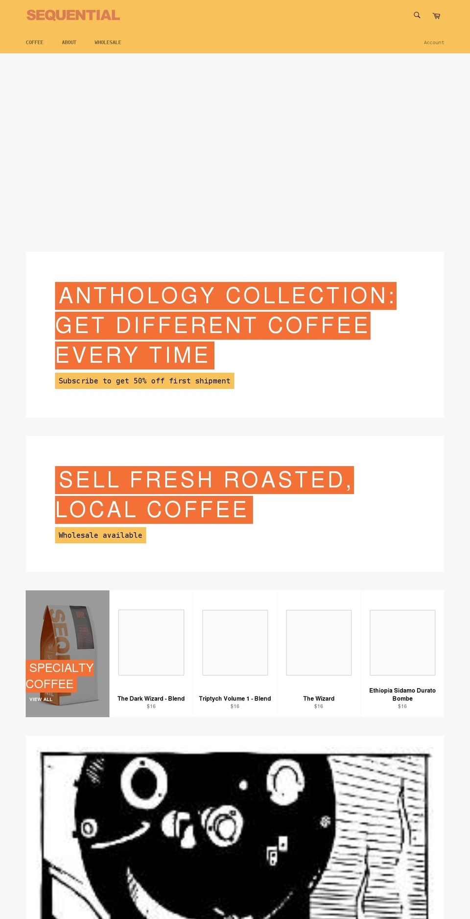 sequential.coffee shopify website screenshot