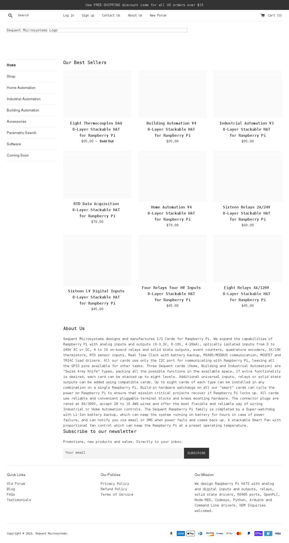 sequentmicrosystems.com shopify website screenshot