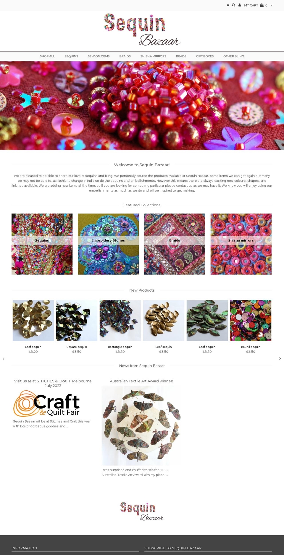 sequinbazaar.com.au shopify website screenshot