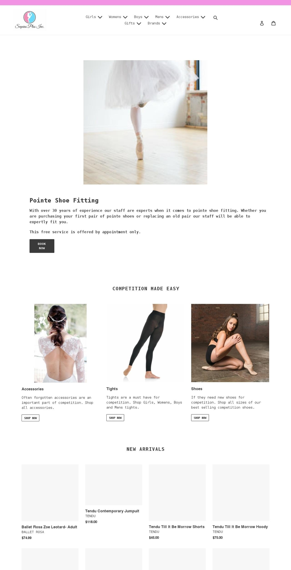 sequinsplusinc.com shopify website screenshot