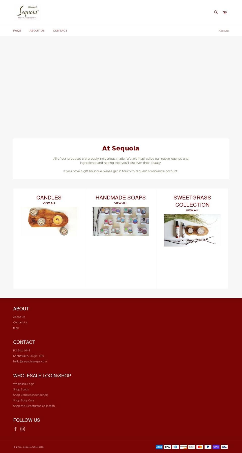 sequoiasoapswholesale.com shopify website screenshot