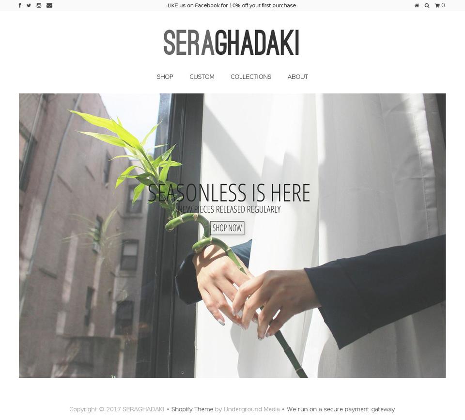 seraghadaki.com shopify website screenshot