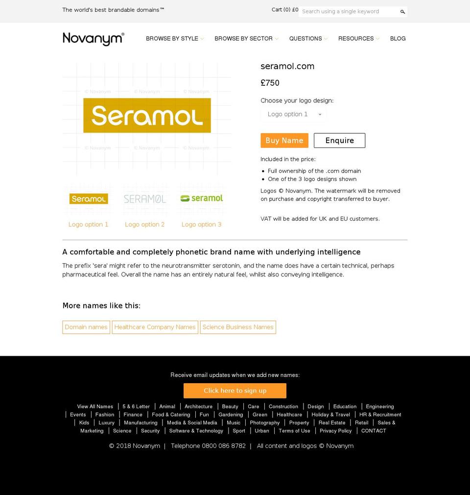 seramol.com shopify website screenshot