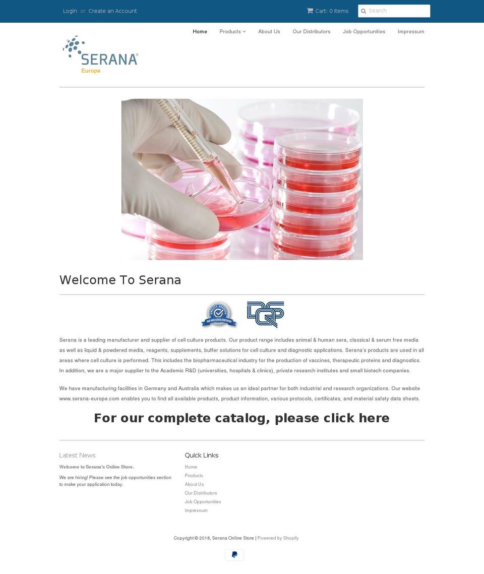 serana-australia.com.au shopify website screenshot
