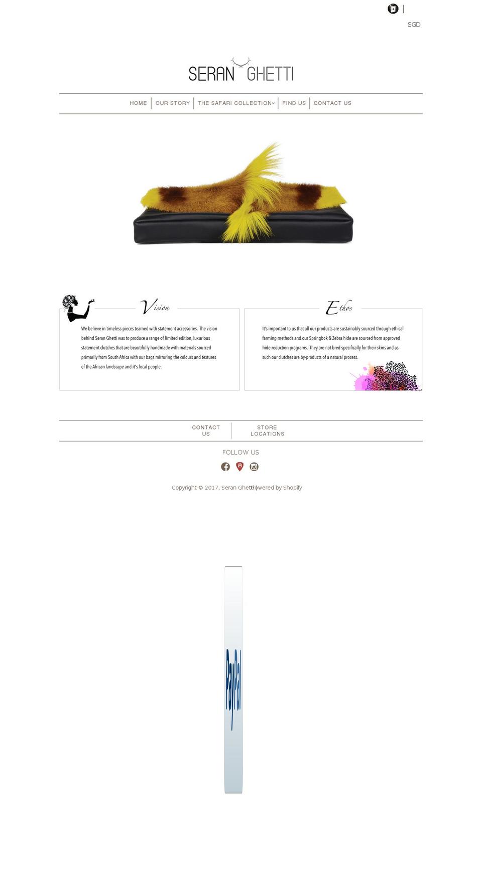seranghetti.com shopify website screenshot