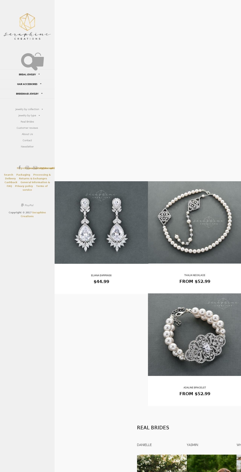 seraphinecreations.com shopify website screenshot