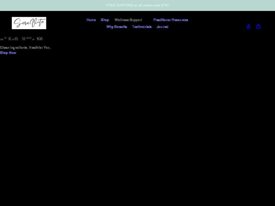 seravita.com shopify website screenshot