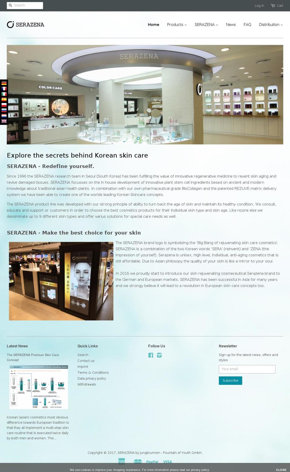 serazena.eu shopify website screenshot