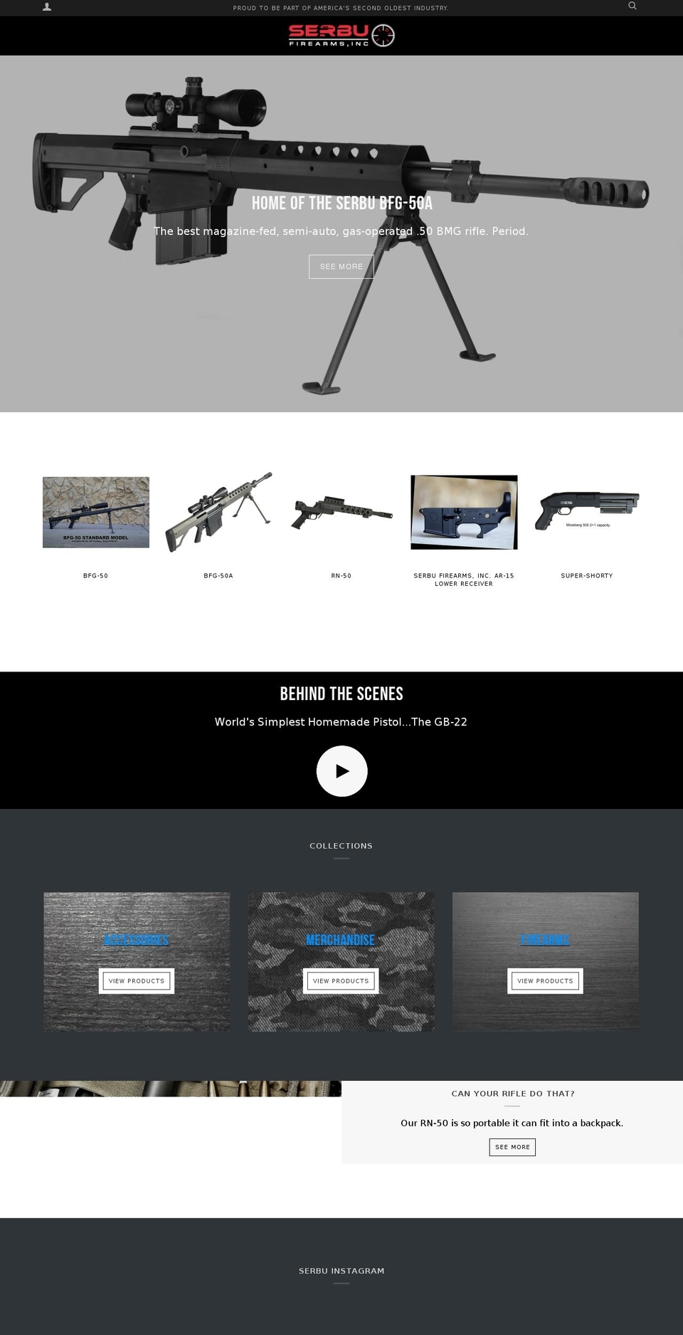 serbufirearms.com — Shopify storefront screenshot