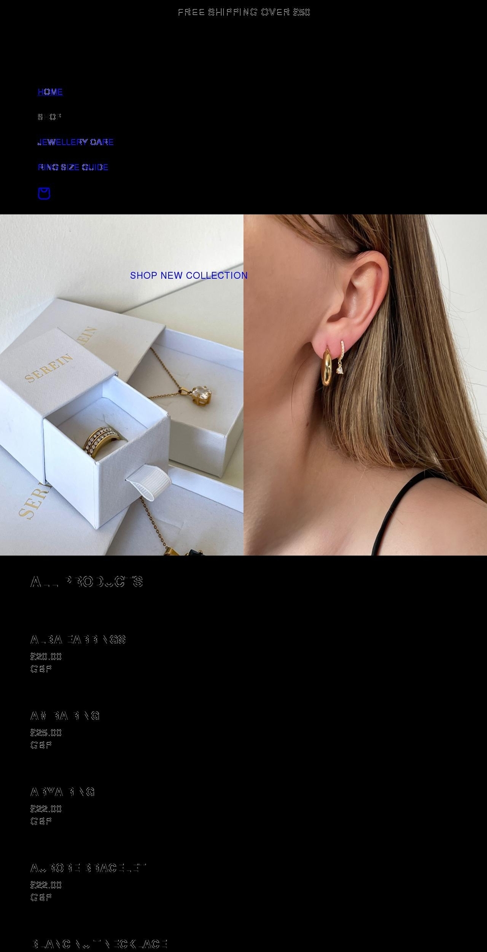 sereinjewellery.com shopify website screenshot