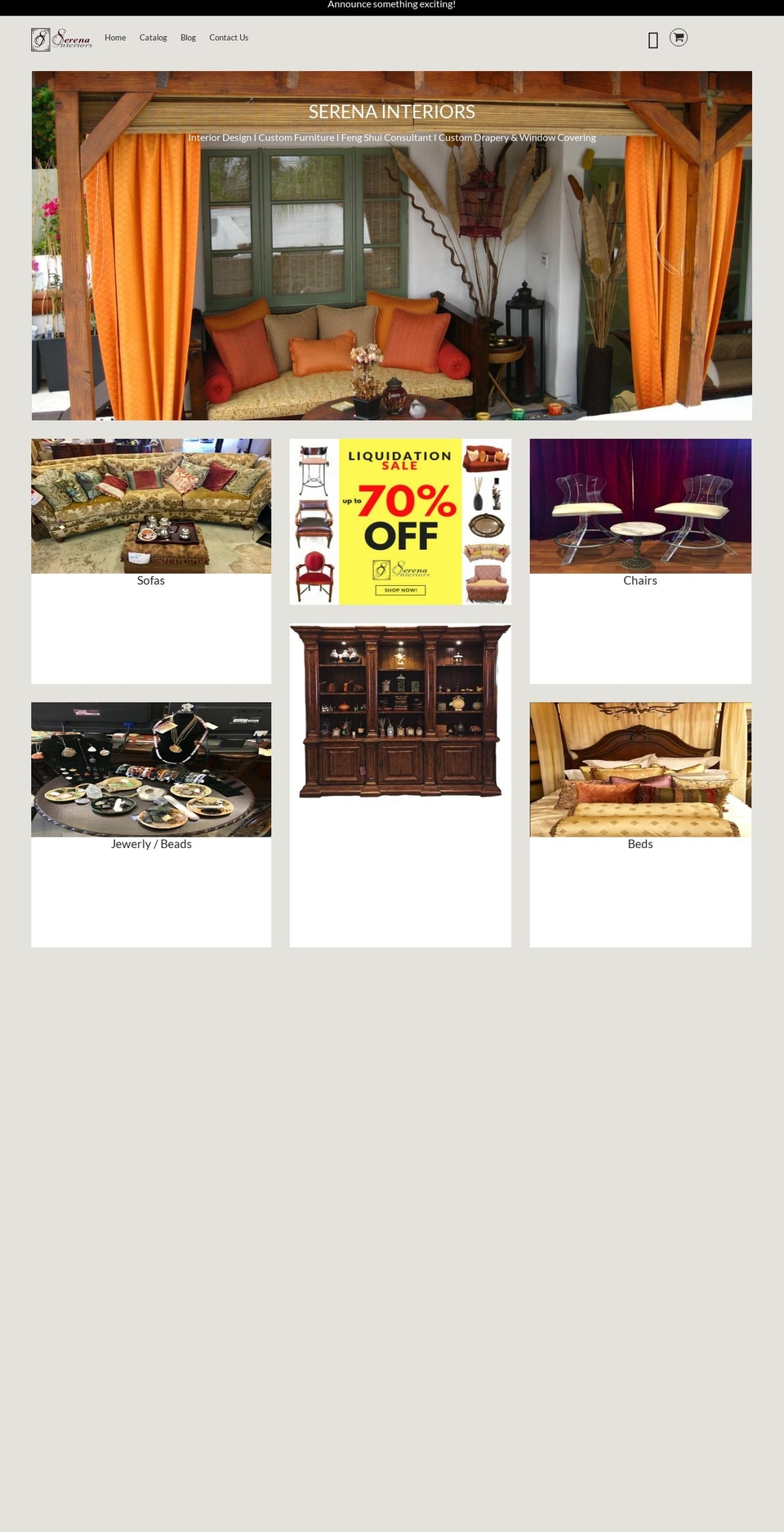 serenainteriors.com shopify website screenshot