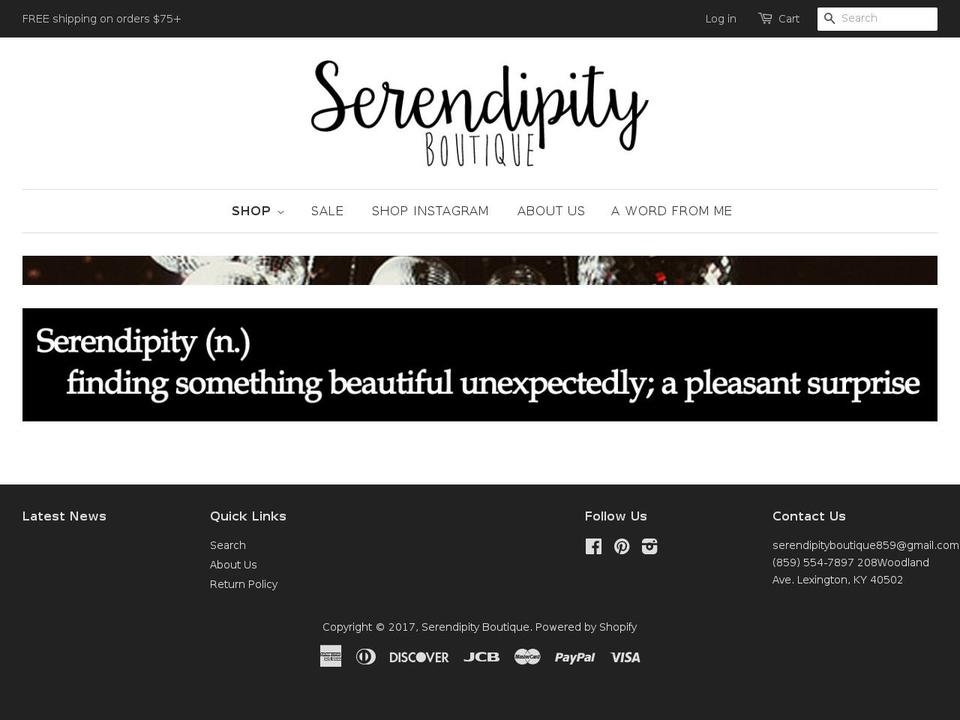 serendipityboutique.com shopify website screenshot