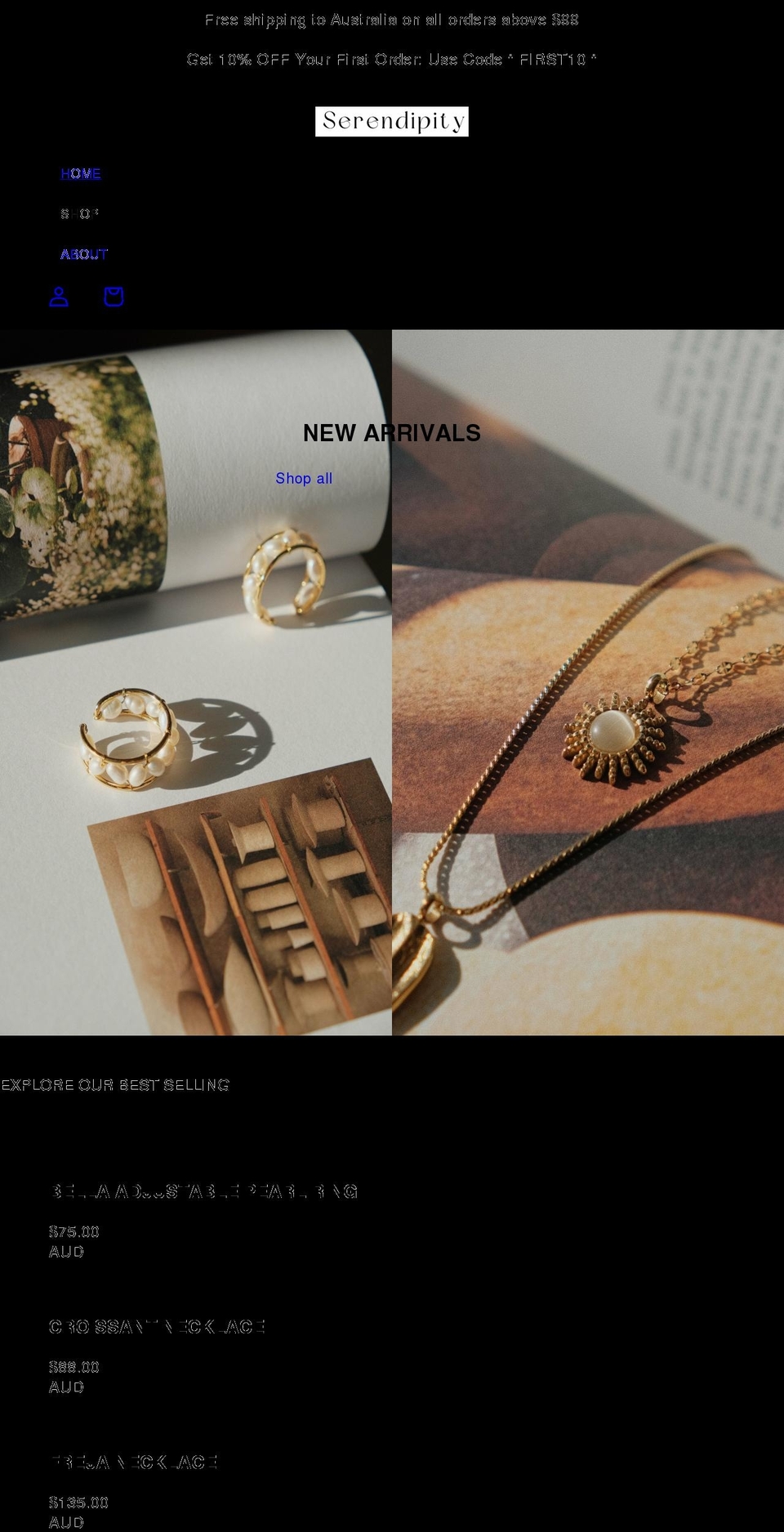 serendipityjewellery.com.au shopify website screenshot