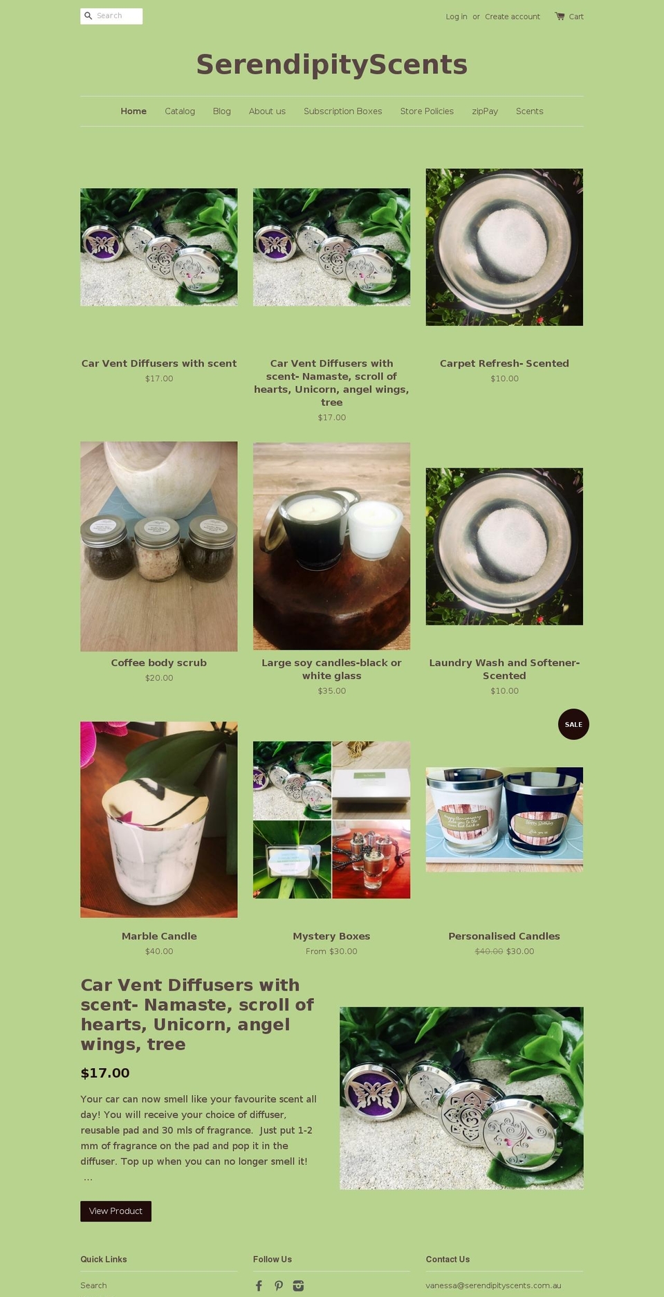 serendipityscents.com.au shopify website screenshot