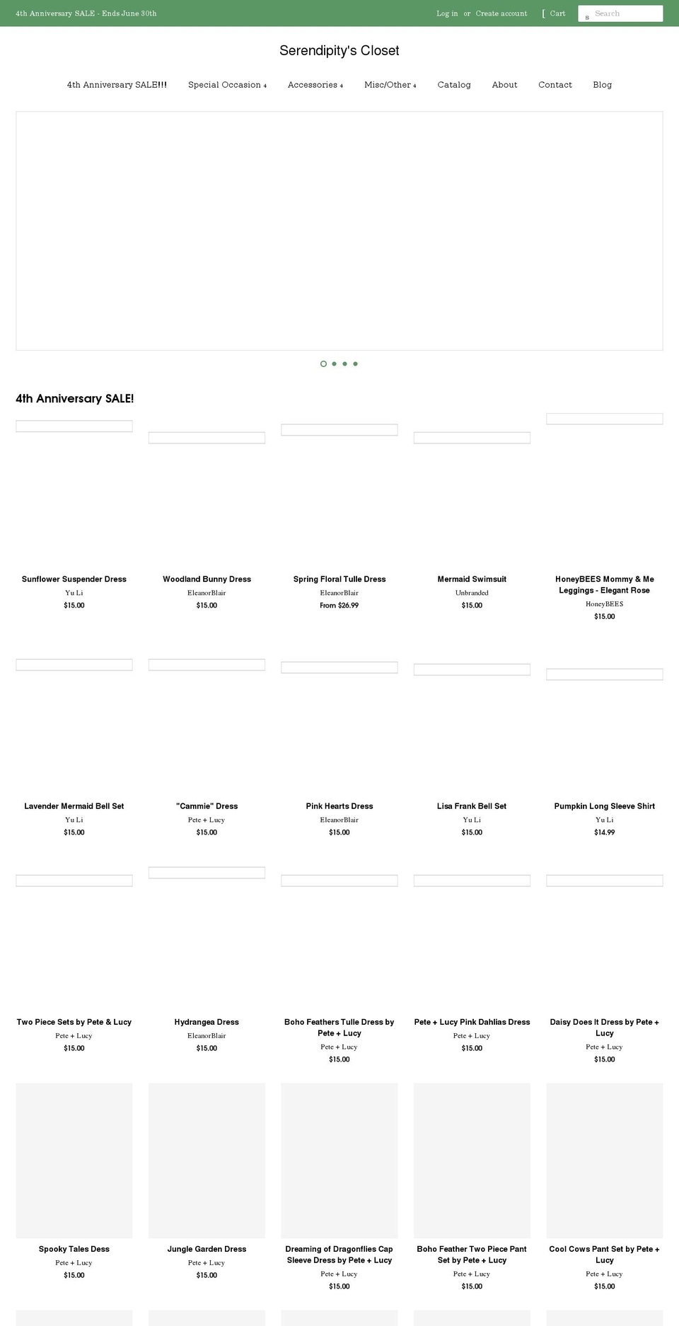 serendipityscloset.com shopify website screenshot