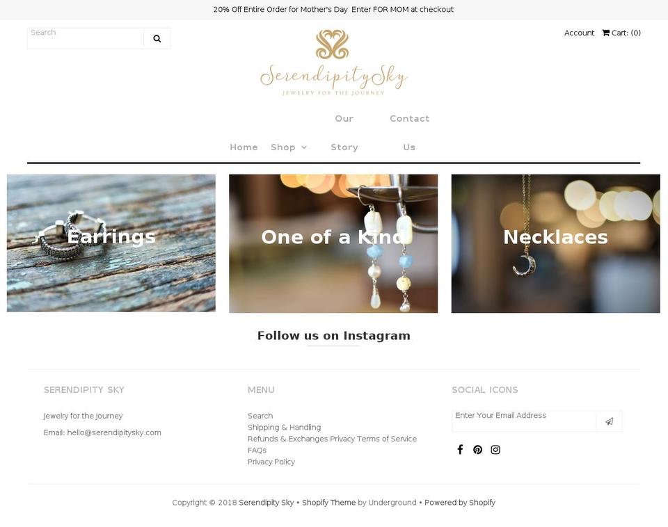 serendipitysky.com shopify website screenshot