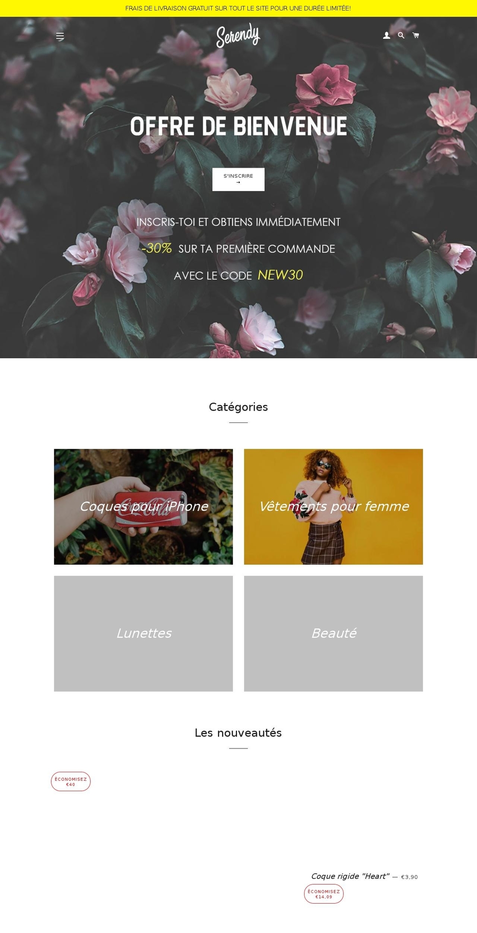 serendy.net shopify website screenshot