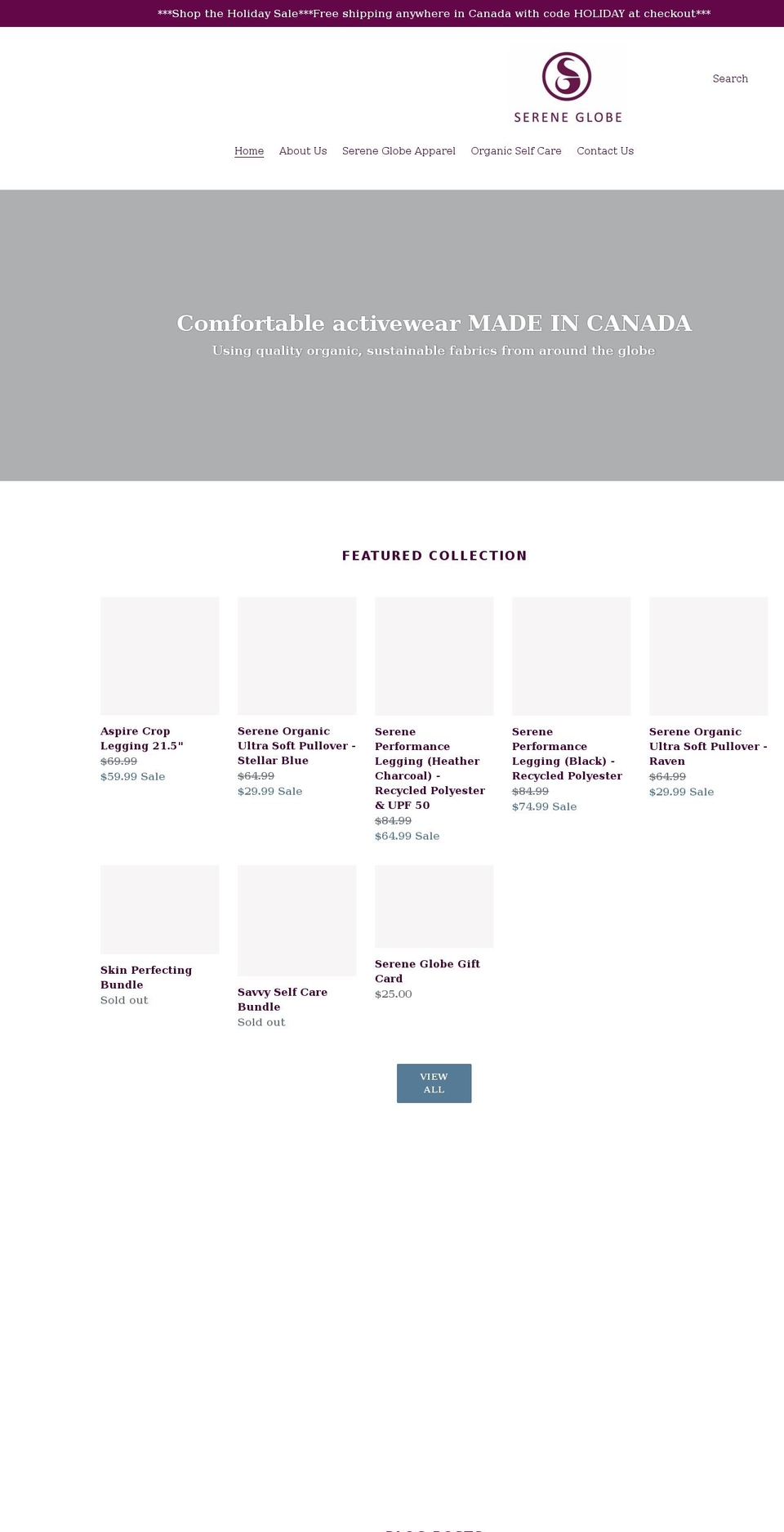 sereneglobe.com shopify website screenshot